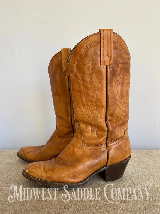 Men’s Frye Vintage Stitch Western Cowboy Boots Cognac Brown Leather - Size 10 1/2 D