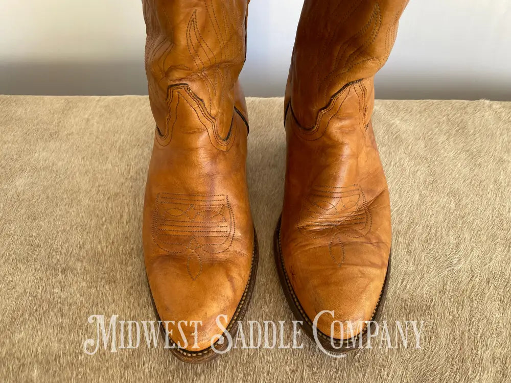 Men’s Frye Vintage Stitch Western Cowboy Boots Cognac Brown Leather - Size 10 1/2 D
