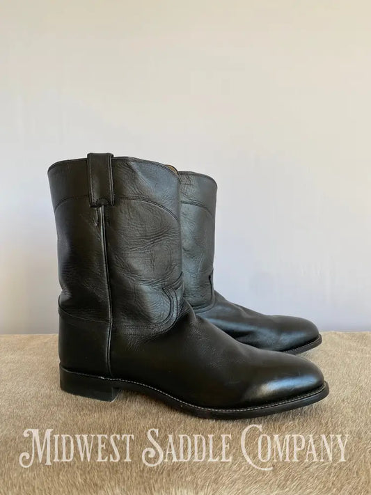 Men’s Justin Western Cowboy Boots Black Leather - Size 14 D