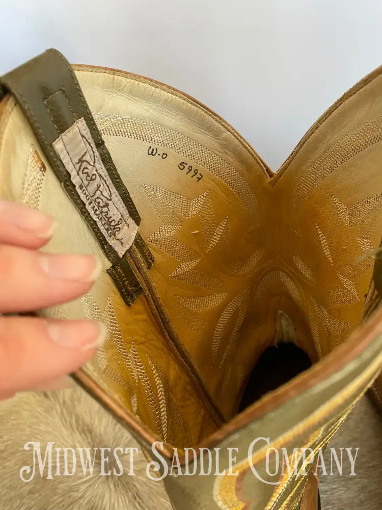 Rod Patrick Western Leather Cowboy Boots Green & Brown - Men’s 13 Aa