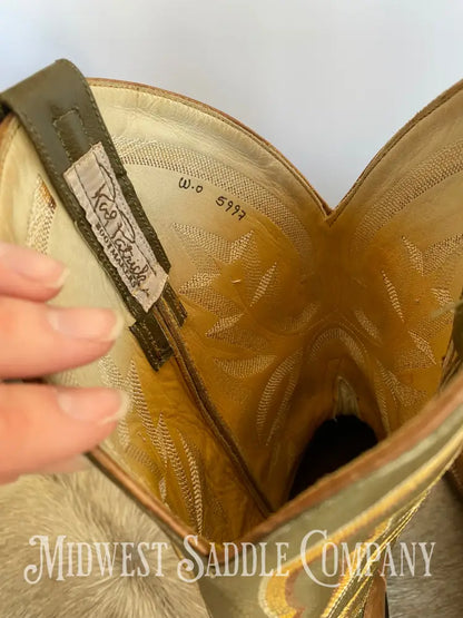 Rod Patrick Western Leather Cowboy Boots Green & Brown - Men’s 13 Aa