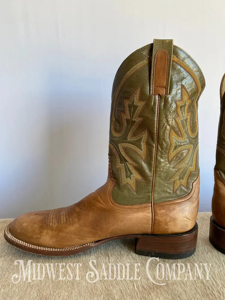 Rod Patrick Western Leather Cowboy Boots Green & Brown - Men’s 13 Aa