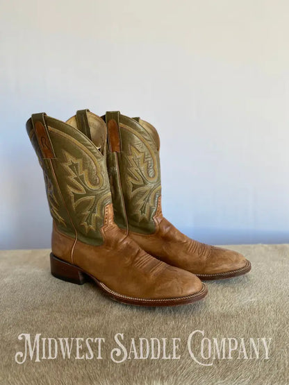 Rod Patrick Western Leather Cowboy Boots Green & Brown - Men’s 13 Aa