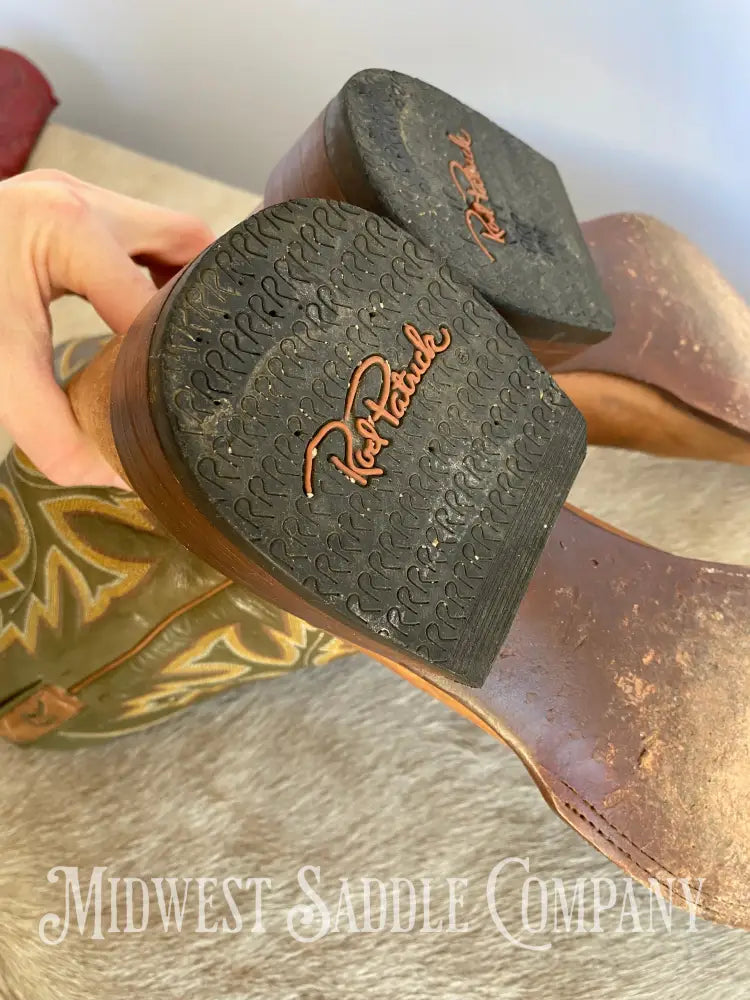 Rod Patrick Western Leather Cowboy Boots Green & Brown - Men’s 13 Aa