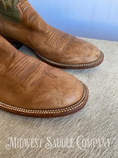 Rod Patrick Western Leather Cowboy Boots Green & Brown - Men’s 13 Aa