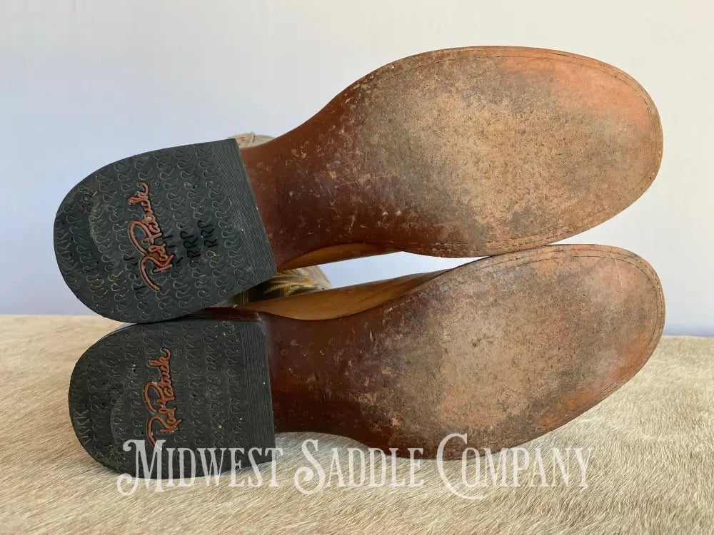 Rod Patrick Western Leather Cowboy Boots Green & Brown - Men’s 13 Aa