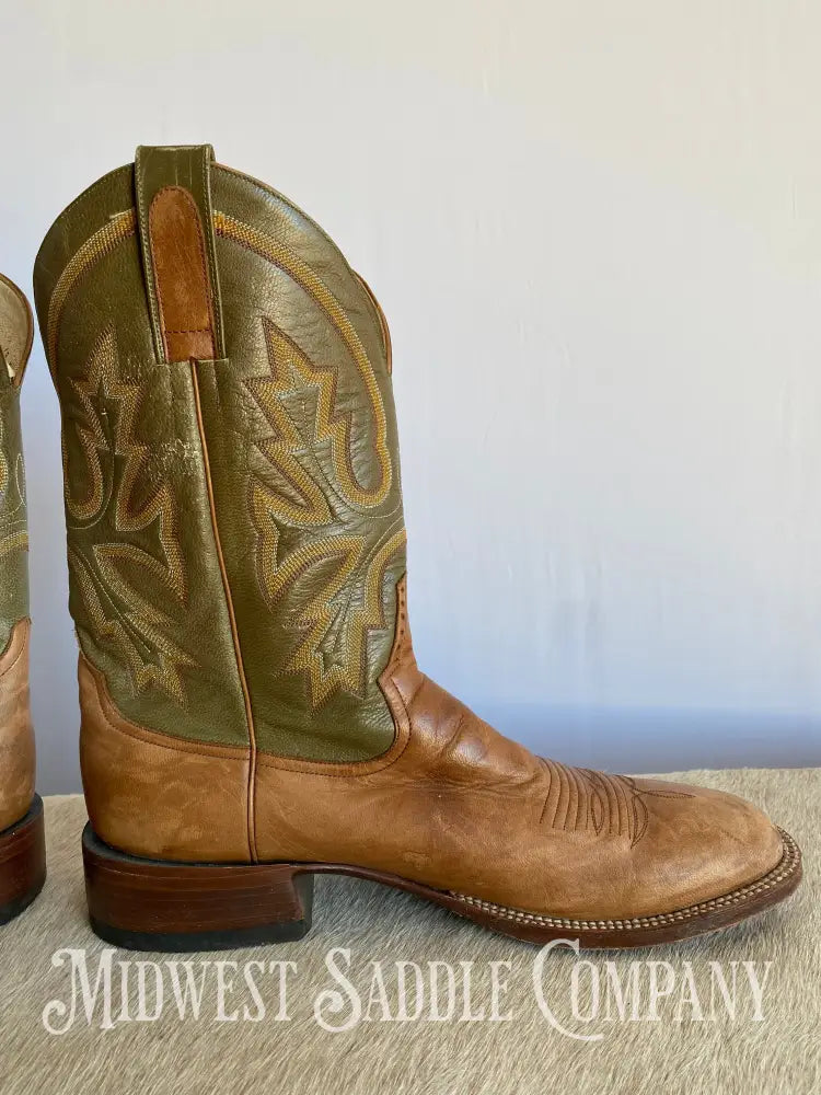 Rod Patrick Western Leather Cowboy Boots Green & Brown - Men’s 13 Aa