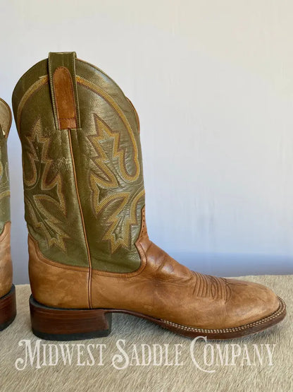 Rod Patrick Western Leather Cowboy Boots Green & Brown - Men’s 13 Aa