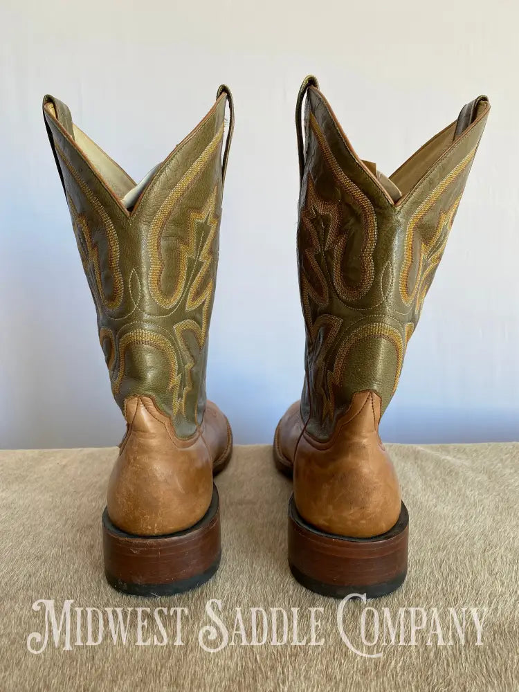 Rod Patrick Western Leather Cowboy Boots Green & Brown - Men’s 13 Aa