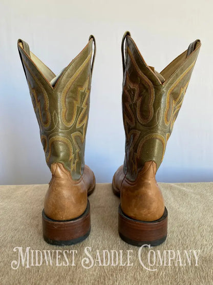 Rod Patrick Western Leather Cowboy Boots Green & Brown - Men’s 13 Aa