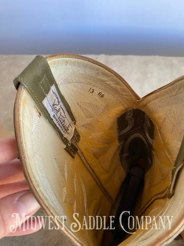 Rod Patrick Western Leather Cowboy Boots Green & Brown - Men’s 13 Aa