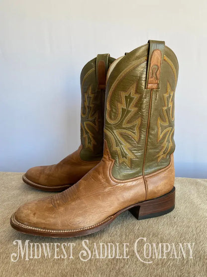 Rod Patrick Western Leather Cowboy Boots Green & Brown - Men’s 13 Aa