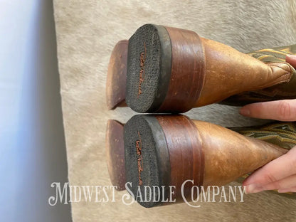 Rod Patrick Western Leather Cowboy Boots Green & Brown - Men’s 13 Aa