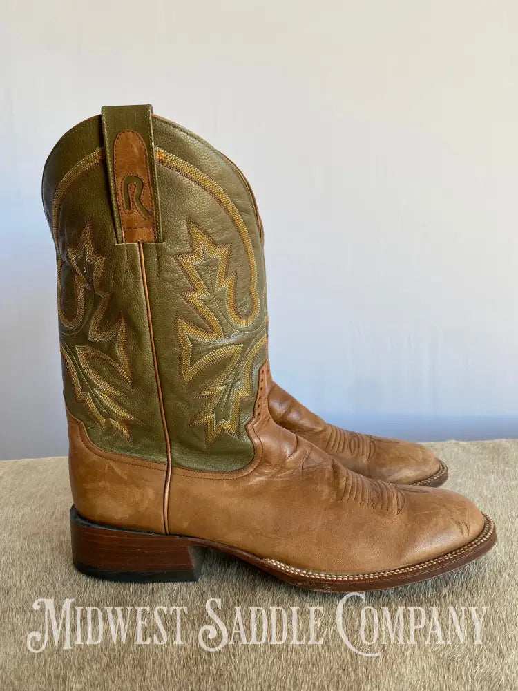 Rod Patrick Western Leather Cowboy Boots Green & Brown - Men’s 13 Aa