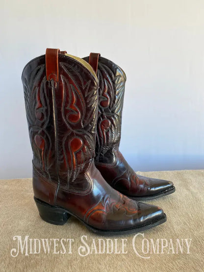 Vintage Texas Brand Western Leather Cowboy Boots - Mahogany Red Brown Men’s 10 1/2 D