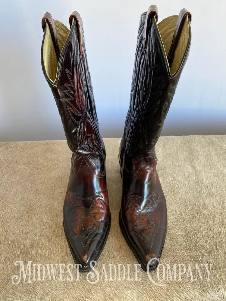 Vintage Texas Brand Western Leather Cowboy Boots - Mahogany Red Brown Men’s 10 1/2 D