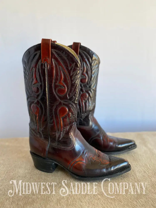 Vintage Texas Brand Western Leather Cowboy Boots - Mahogany Red Brown Men’s 10 1/2 D