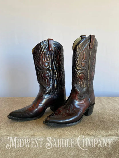 Vintage Texas Brand Western Leather Cowboy Boots - Mahogany Red Brown Men’s 10 1/2 D