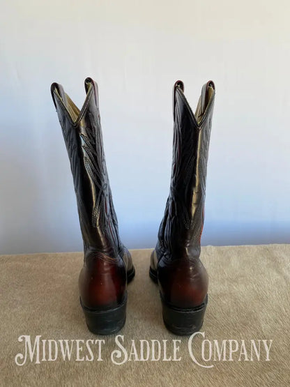 Vintage Texas Brand Western Leather Cowboy Boots - Mahogany Red Brown Men’s 10 1/2 D