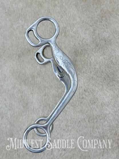 Metalab Partrade Engraved Western Low Port Grazing Bit Curved Shank 5” - Bit