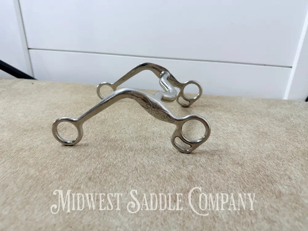 Metalab Partrade Engraved Western Low Port Grazing Bit Curved Shank 5” - Bit