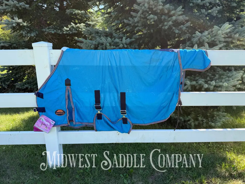 New 60” Weatherbeeta Airflow Pony Fly Sheet UV Protection Standard Neck - Bright Blue Navy & Orange - Fly Sheet