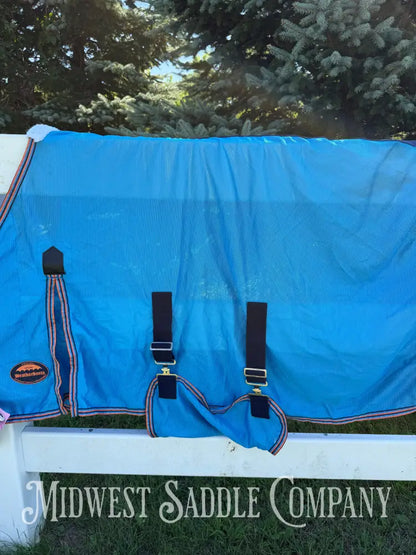 New 60” Weatherbeeta Airflow Pony Fly Sheet UV Protection Standard Neck - Bright Blue Navy & Orange - Fly Sheet