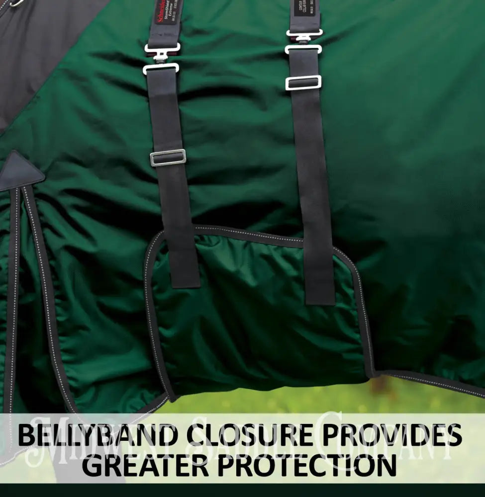 New 72” Schneider’s Stormshield Contour Collar Extreme Bellyband Medium Weight Turnout Blanket Hunter Green Turnout