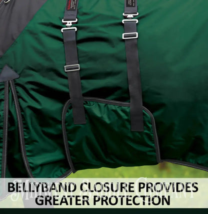 New 72” Schneider’s Stormshield Contour Collar Extreme Bellyband Medium Weight Turnout Blanket Hunter Green Turnout