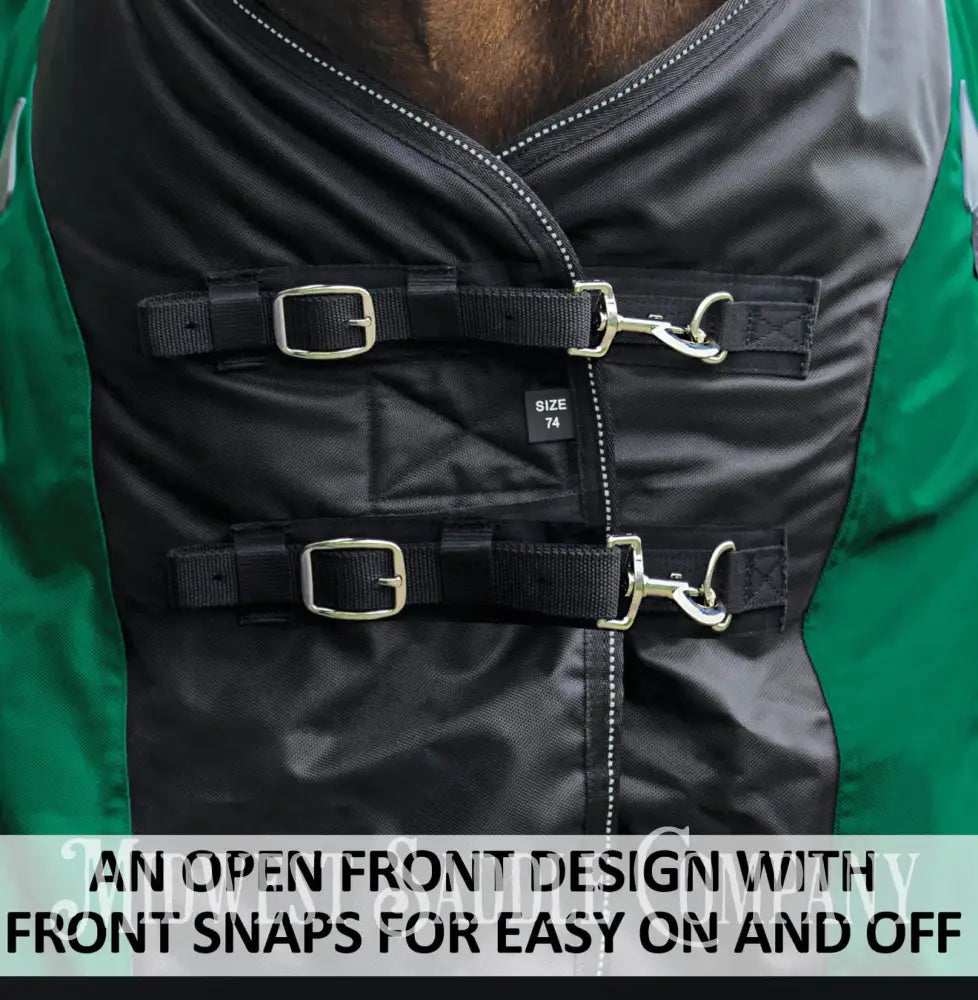 New 72” Schneider’s Stormshield Contour Collar Extreme Bellyband Medium Weight Turnout Blanket Hunter Green Turnout