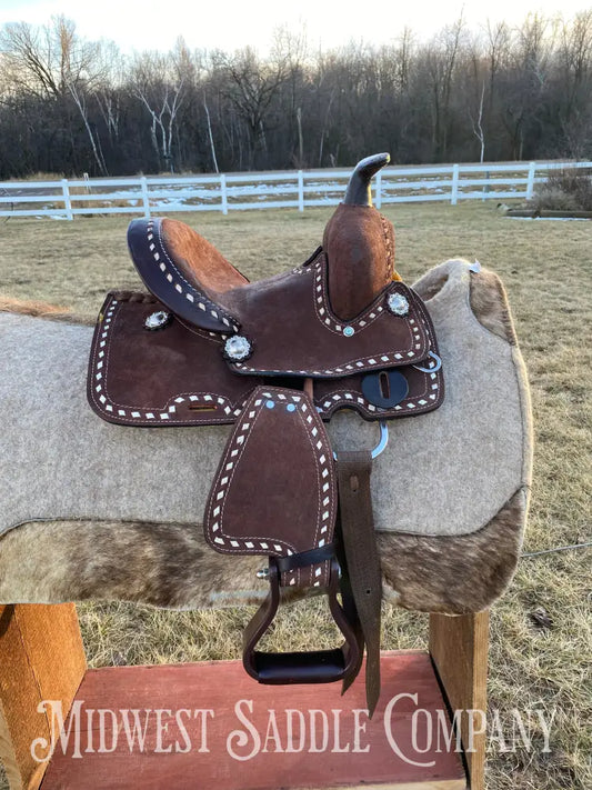 New 8” Chocolate Buckstitch Youth Western Barrel Saddle