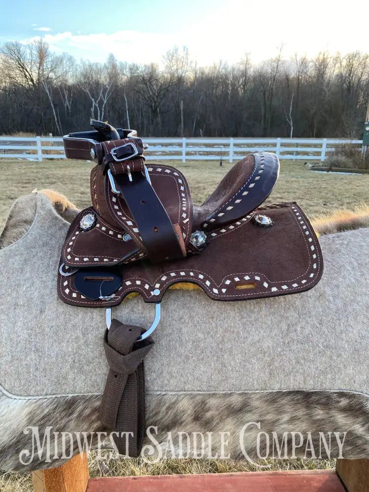 New 8” Chocolate Buckstitch Youth Western Barrel Saddle