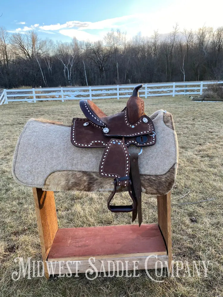 New 8” Chocolate Buckstitch Youth Western Barrel Saddle