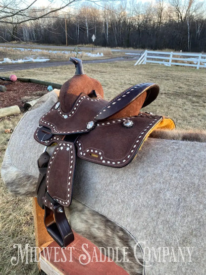New 8” Chocolate Buckstitch Youth Western Barrel Saddle