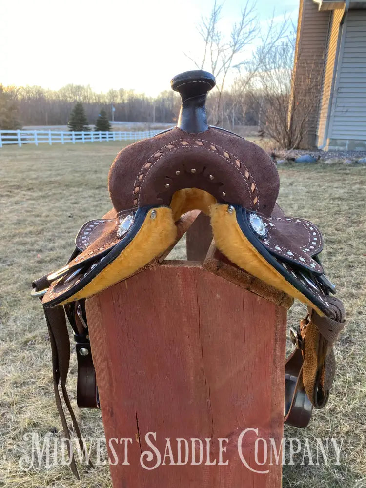 New 8” Chocolate Buckstitch Youth Western Barrel Saddle