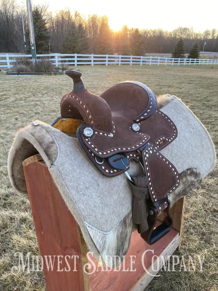 New 8” Chocolate Buckstitch Youth Western Barrel Saddle
