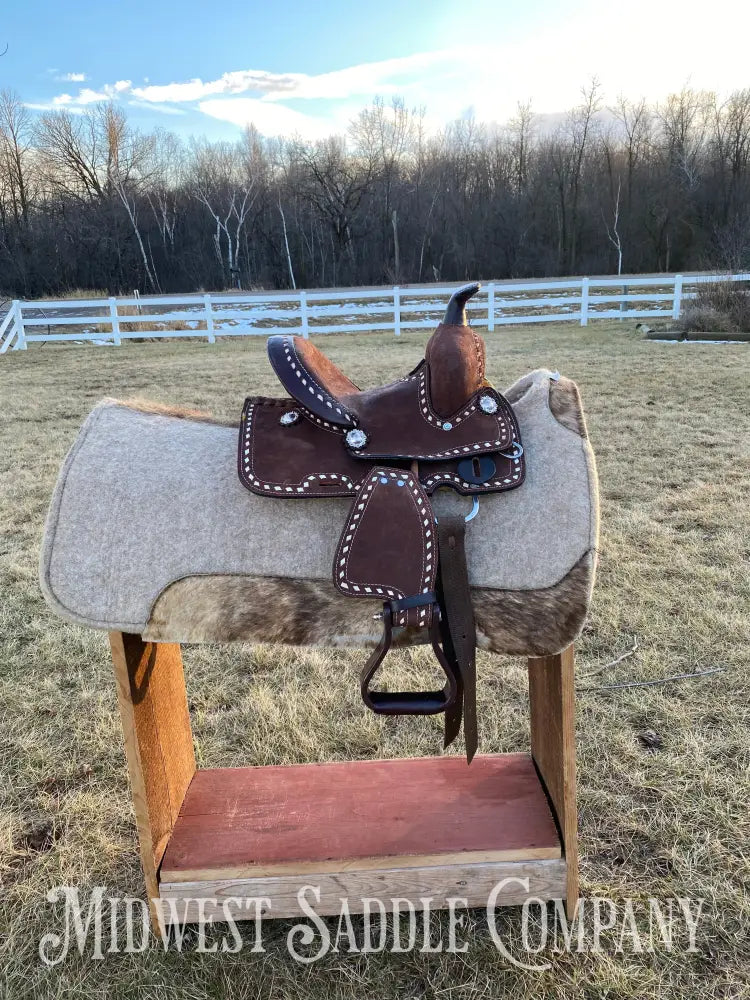 New 8” Chocolate Buckstitch Youth Western Barrel Saddle