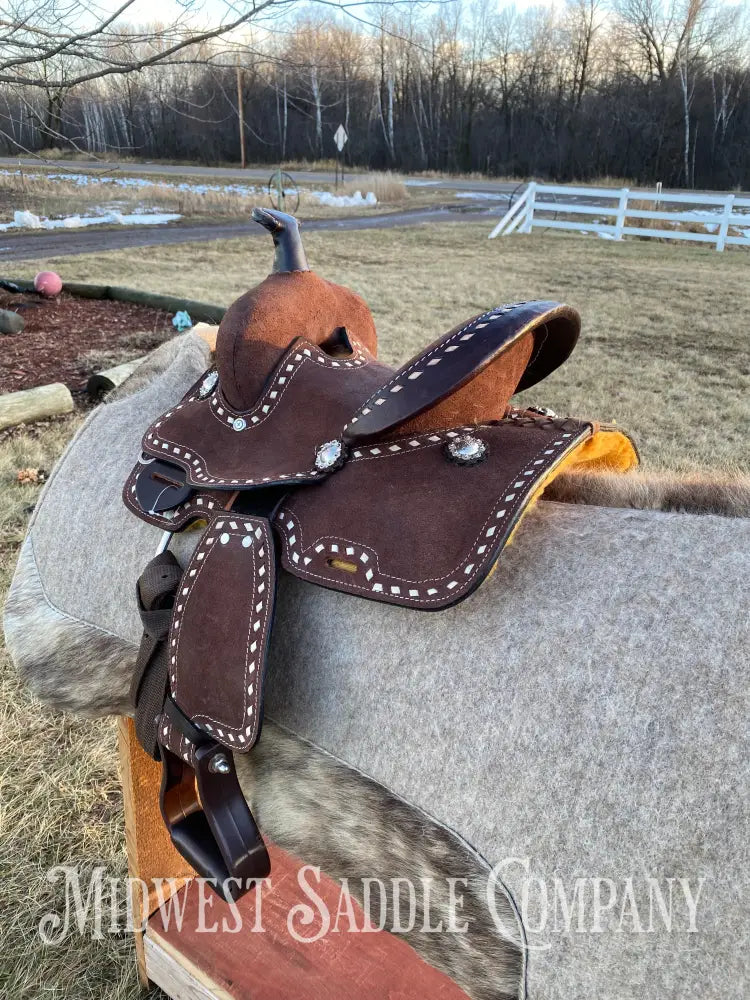 New 8” Chocolate Buckstitch Youth Western Barrel Saddle