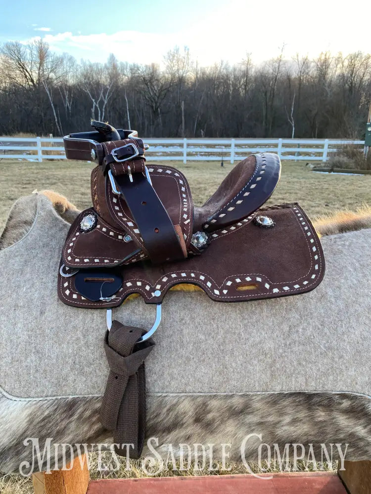 New 8” Chocolate Buckstitch Youth Western Barrel Saddle