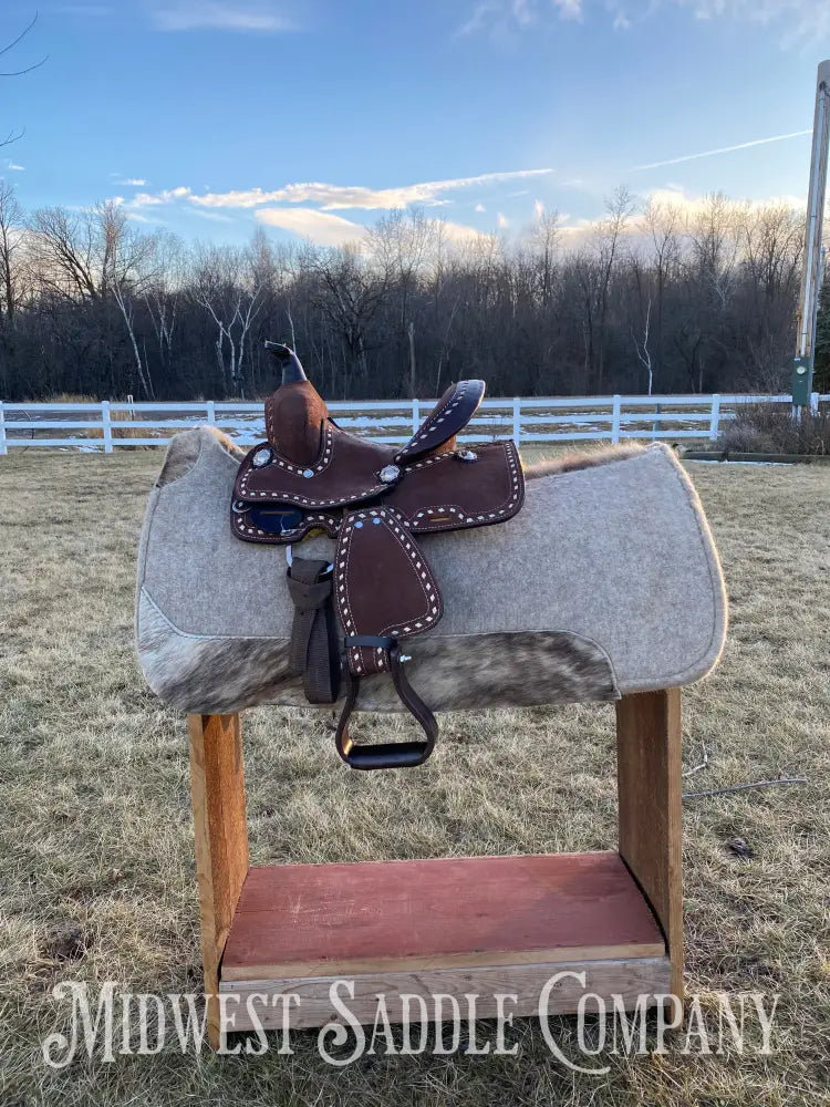 New 8” Chocolate Buckstitch Youth Western Barrel Saddle