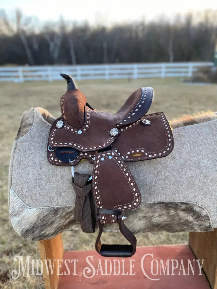 New 8” Chocolate Buckstitch Youth Western Barrel Saddle
