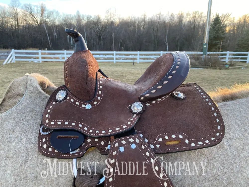 New 8” Chocolate Buckstitch Youth Western Barrel Saddle