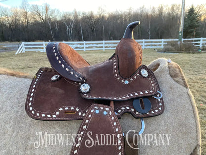 New 8” Chocolate Buckstitch Youth Western Barrel Saddle