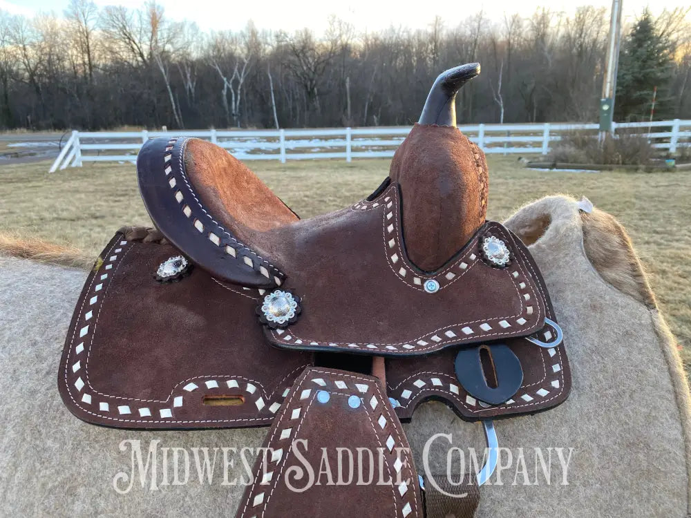 New 8” Chocolate Buckstitch Youth Western Barrel Saddle