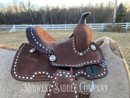 New 8” Chocolate Buckstitch Youth Western Barrel Saddle
