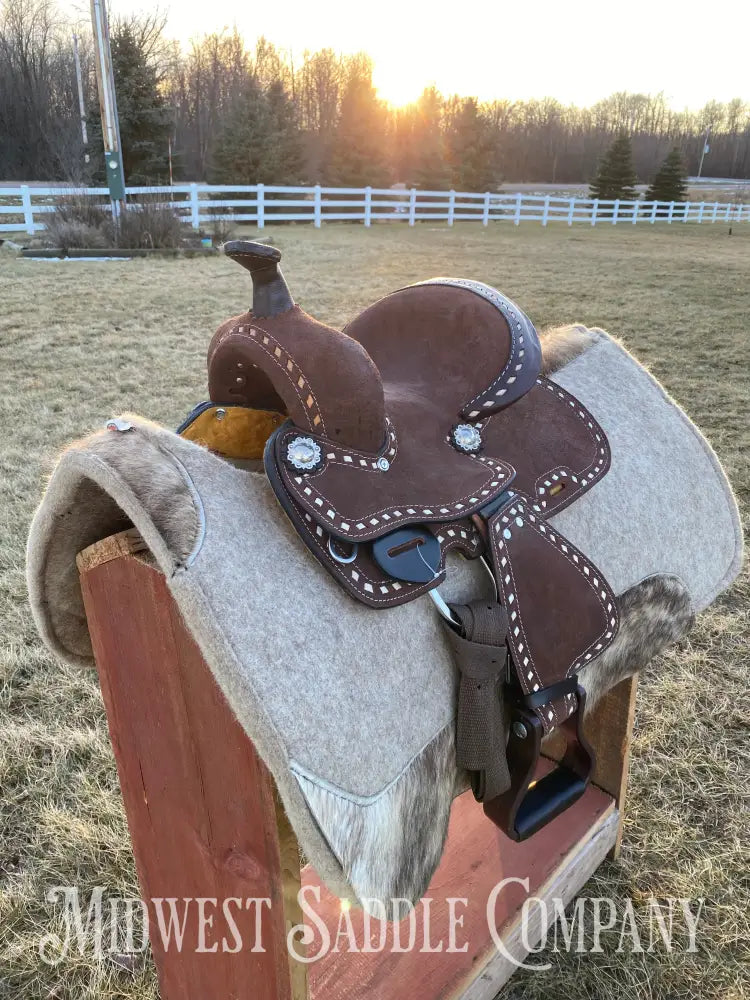 New 8” Chocolate Buckstitch Youth Western Barrel Saddle