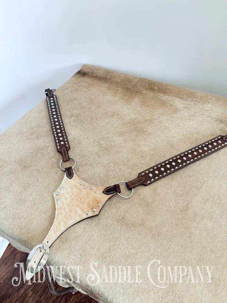 New Buckstitch Dot Western Headstall & Bikini Breast Collar Hair-on-Hide Full Horse Size Tack Set