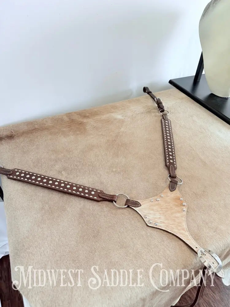 New Buckstitch Dot Western Headstall & Bikini Breast Collar Hair-on-Hide Full Horse Size Tack Set