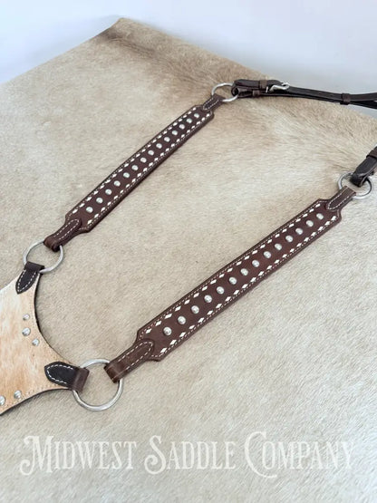 New Buckstitch Dot Western Headstall & Bikini Breast Collar Hair-on-Hide Full Horse Size Tack Set