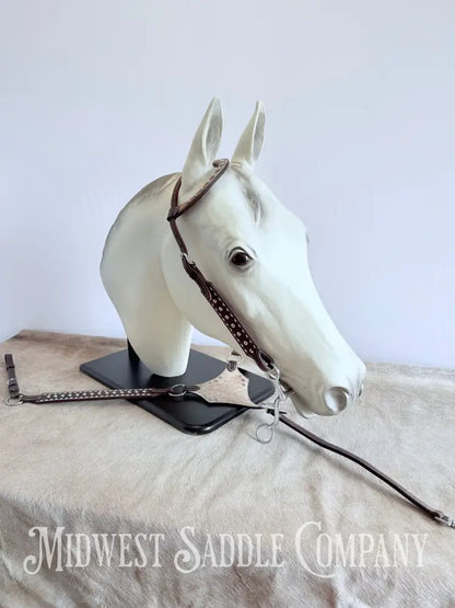 New Buckstitch Dot Western Headstall & Bikini Breast Collar Hair-on-Hide Full Horse Size Tack Set